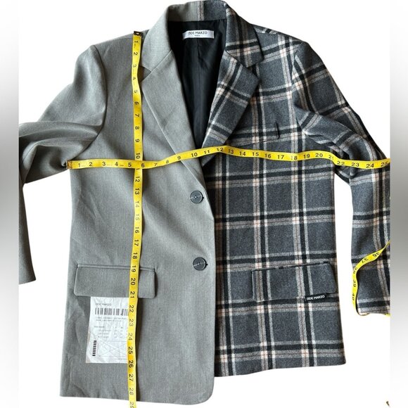 13De Marzo Plaid Blazer Jacket Grey - Picture 15 of 16